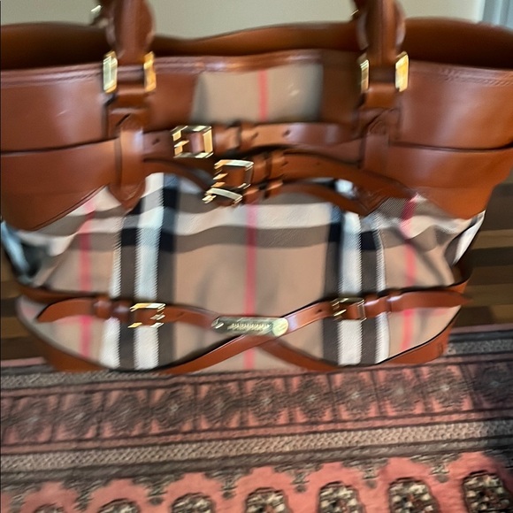 Burberry Brown and Tan Checkered Tote - Picture 1 of 15